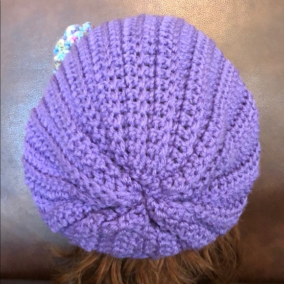 Ladies winter slouchy hat hand made with flower #350 - Picture 4 of 6